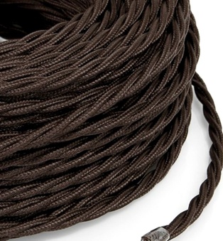CAVO ELETTRICO TRECCIOLA 3X0.75  TESSUTO MARRONE 50MT. IMQ