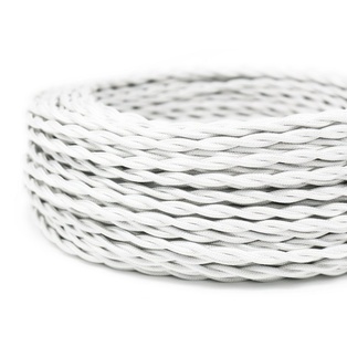 CAVO ELETTRICO TRECCIOLA 3X1.5 TESSUTO BIANCO OTTICO 50MT. IMQ