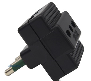 ADATTATORE SPINA 16A 3 PRESE BIP.10/16A NERO  MED