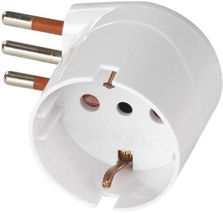 ADATTATORE SCHUKO 90° SALVASPAZIO 10A 2P+T BIANCO