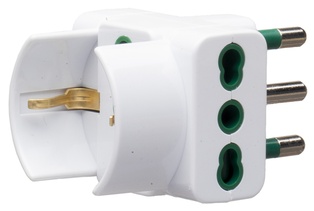 ADATTATORE CIVILE CONTAKT 1 SPINA 2P+T 16A P17 1 PRESA BIPASSO/SCHUKO 2 BIPRESE 2P+T - 2P17/11- P30