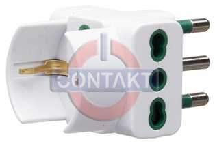ADATTATORE CIVILE CONTAKT 1 SPINA 2P+T 16A P17 1 PRESA BIPASSO/SCHUKO 2 BIPRESE 2P+T - 2P7/11-P30  