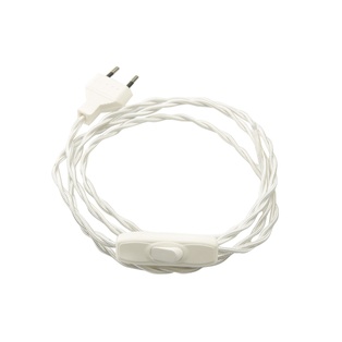 CAVO ELETTRICO FAI TRECCIOLA CON CABLAGGIO INTERRUTTORE BIPOLARE 150 CM BIANCO 
