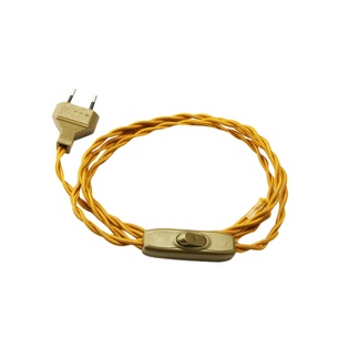 CAVO ELETTRICO FAI TRECCIOLA CON CABLAGGIO INTERRUTTORE BIPOLARE 150CM ORO 