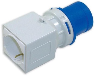 ADATTATORE SPINA INDUSTRIALE 16A 2P+T 220V - 3 PRESE SCHUKO BIV. 10/16A - IP20