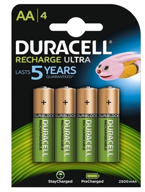 PILE DURACELL RICARICABILE STILO AA  1.2V  2500MAH  NI-MH BL. 4 HR6SLD