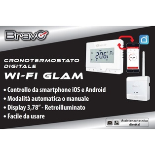 CRONOTERMOSTATO DIGITALE BRAVO MODELLO CRONOTERMOSTATO GLAM WI-FI PROGRAMMAZIONE GIORNALIERA E SETTIMANALE CONTROLLO ANCHE DA SMARTPHONE