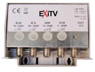 MINI CENTRALINO DA PALO (VHF 20 DB UHF 35DB 2 USCITE) EXITV