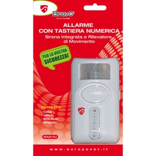 ALLARME BRAVO MODELLO ALLARMETEL CON SENSORE DI MOVIMENTO AD INFRAROSSI E TASTIERA NUMERICA 