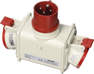 ADATTATORE DA SPINA  3P+ T16A  230V A N.2  EMIKO