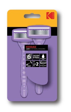 LAMETTE KODAK RAZOR LADY 6 LAME ACCIAIO SVEDESE CON ALOE VERA COLORE VIOLE CONFEZIONE 2 RASOI 30419988